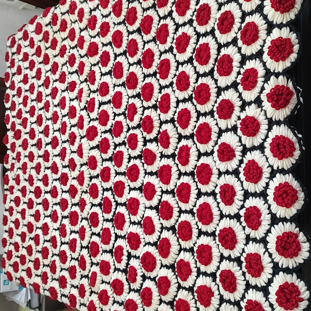 Vintage knit blanket Measures 54" X 59"